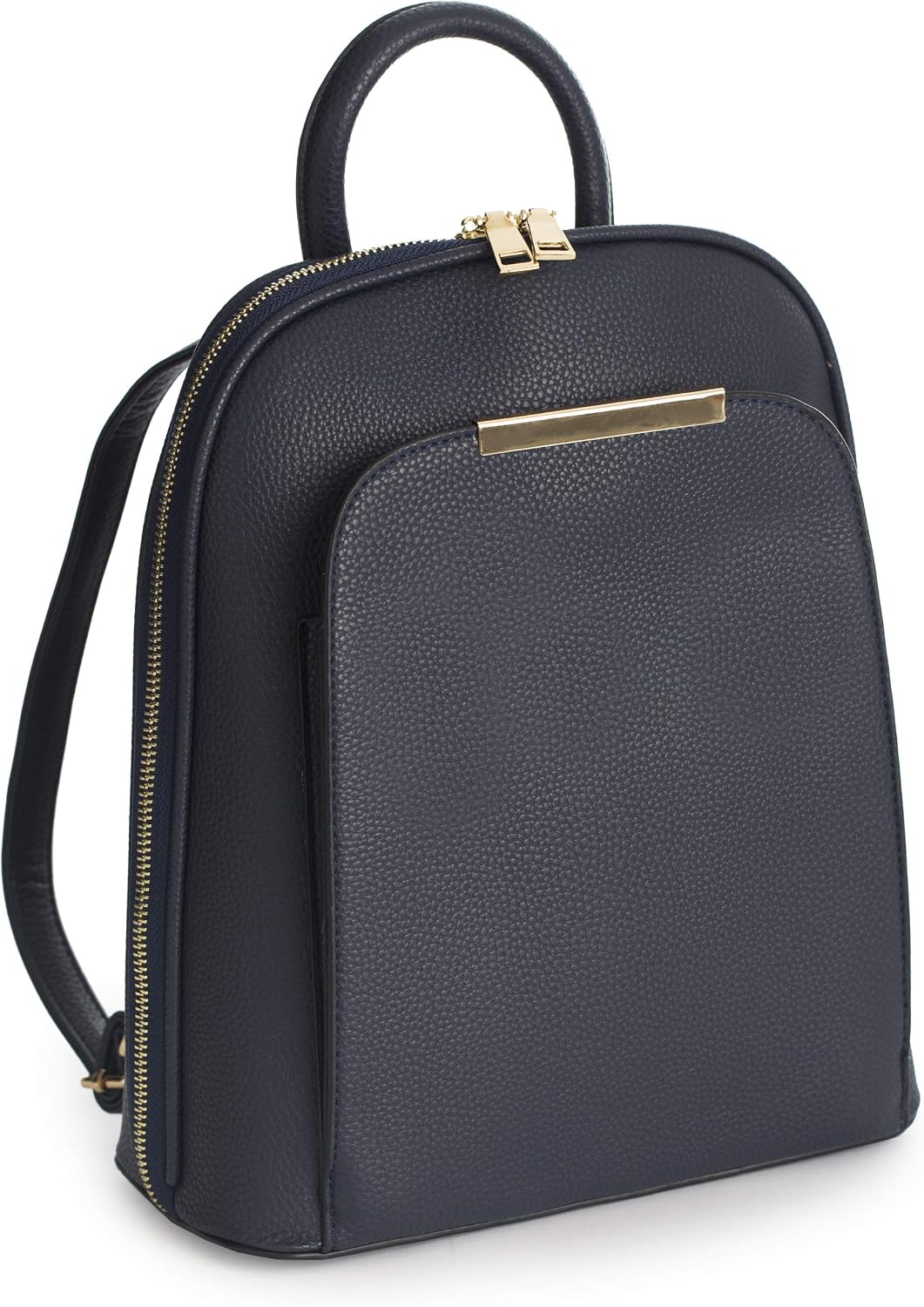 Womens Fashion Faux Leather Backpack Rucksack Shoulder Travel Holiday Bag - Miley - Navy