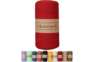 Likeecords 4mm Polyester Braided Macrame Cord 140Yard /426Feet,Elastic Yarn for Crocheting Bag Cord for DIY Crafts,Plant Hangers, Bag, and Home Decorations (Red)