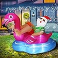 8 FT Hawaiian Santa on Flamingo Pool Float Christmas Inflatables Outdoor Decorations, Christmas Blow Up Santa Claus Yard Decorations for Garden Lawn Xmas Decor