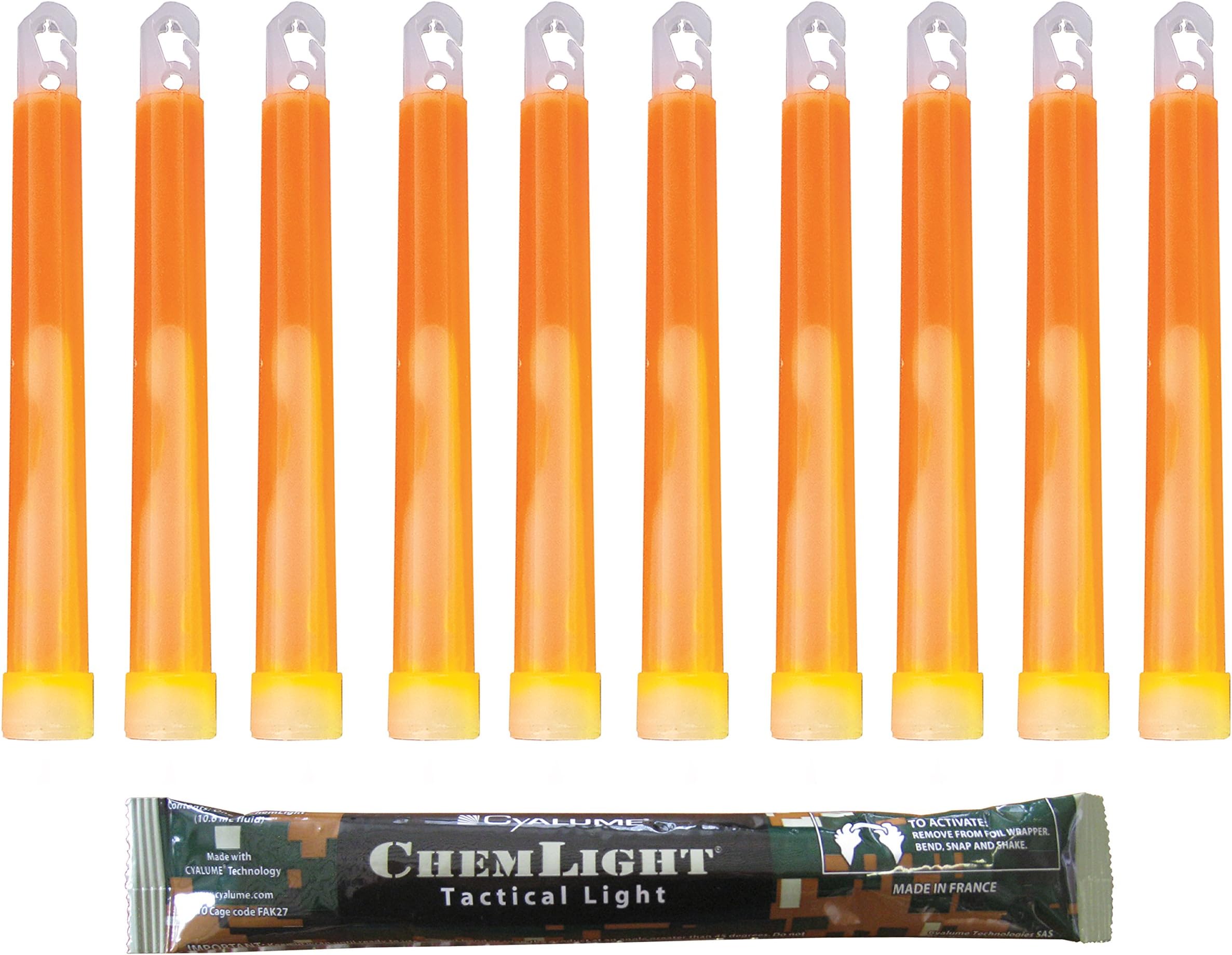 Cyalume Orange ChemLight Military Grade Chemical Light Sticks, 12 Hour Duration (Pack of 100)