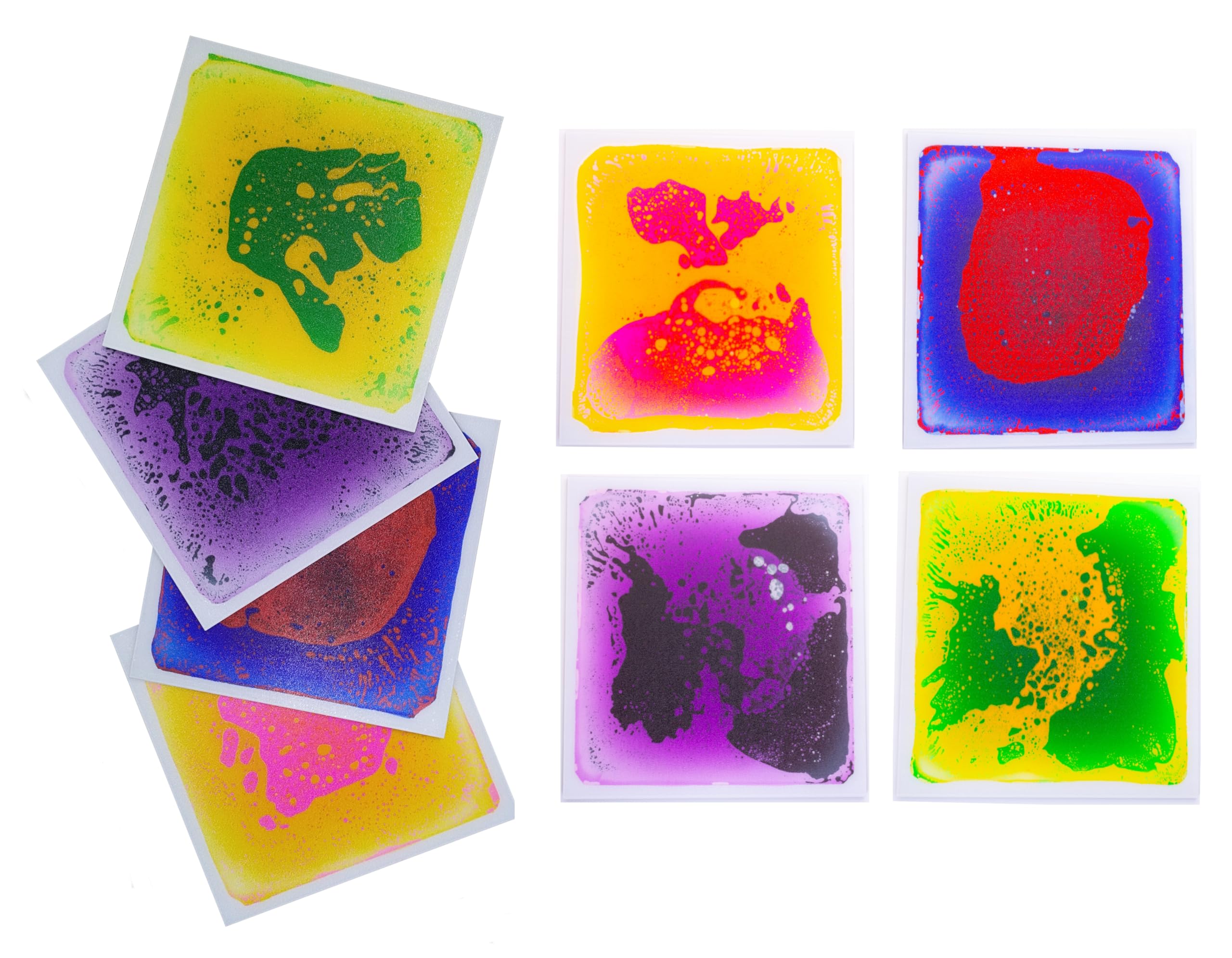 VIRTUENITY Liquid Sensory Floor Tiles | 4pc 30x30 Colourful Tiles For Sensory Rooms, Playroom, Classroom, Bedroom & Office. 4pc Set.