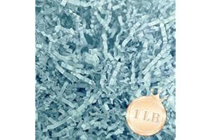 Zankubom 1 LB Fresh Blue Crinkle Cut Paper Shred Filler Great for Gift Wrapping, Fresh Blue Basket Fillers, Birthday, Gift Wrapping, Anniversary, Halloween Christmas Party Decor Filling Supplies