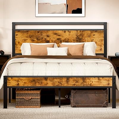 Z-hom Easy Assembly Sturdy Metal Platform Bed, Queen Size Bed Frame with Headboard & Footboard, Anti-Slip & Silent Support, No Box Spring Needed with Underbed Storage, Modern Bedroom Furniture