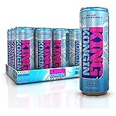 King Kongin Blue Raspberry Sugar Free, zero Calorie Energy Drinks | 200mg of Natural Caffeine Pre Workout Performance with Energy & Focus & No Artificial Colors -Taurine - Gluten-Free & Vegan Antioxidants | Biotin B Vitamins | D vitamins | Zero Sugar | 0 Calories | 12 Fl Oz Cans (12 Pack)