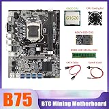 Lodokdre B75 BTC Miner Motherboard G1620 CPU 4G RAM 128G SSD 8 USB Fan Cable view 3