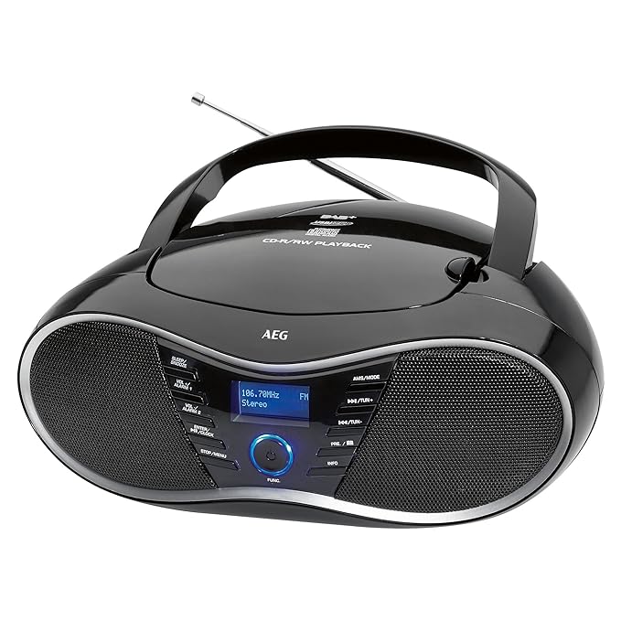 AEG SR 4380 estéreo Radio/Boombox con CD, Dab +, MP3, Entrada Auxiliar, Memoria para 20 emisoras