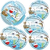 40pcs Ofishally One Party Supplies,include 20 Dessert plate and 20 Napkin,Gone Fishing Party Plate Napkin Decoration Set,Used for Fishally One Party Decoration Fishally One Party Decoration Supplies