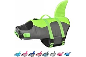 Dogcheer Dog Life Jacket Shark, Adjustable Dog Swim Life Vest for Swimming Boating with Superior Buoyancy and Rescue Handle, Ripstop Pet Flotation Vest for Puppy Small Medium Large Dogs