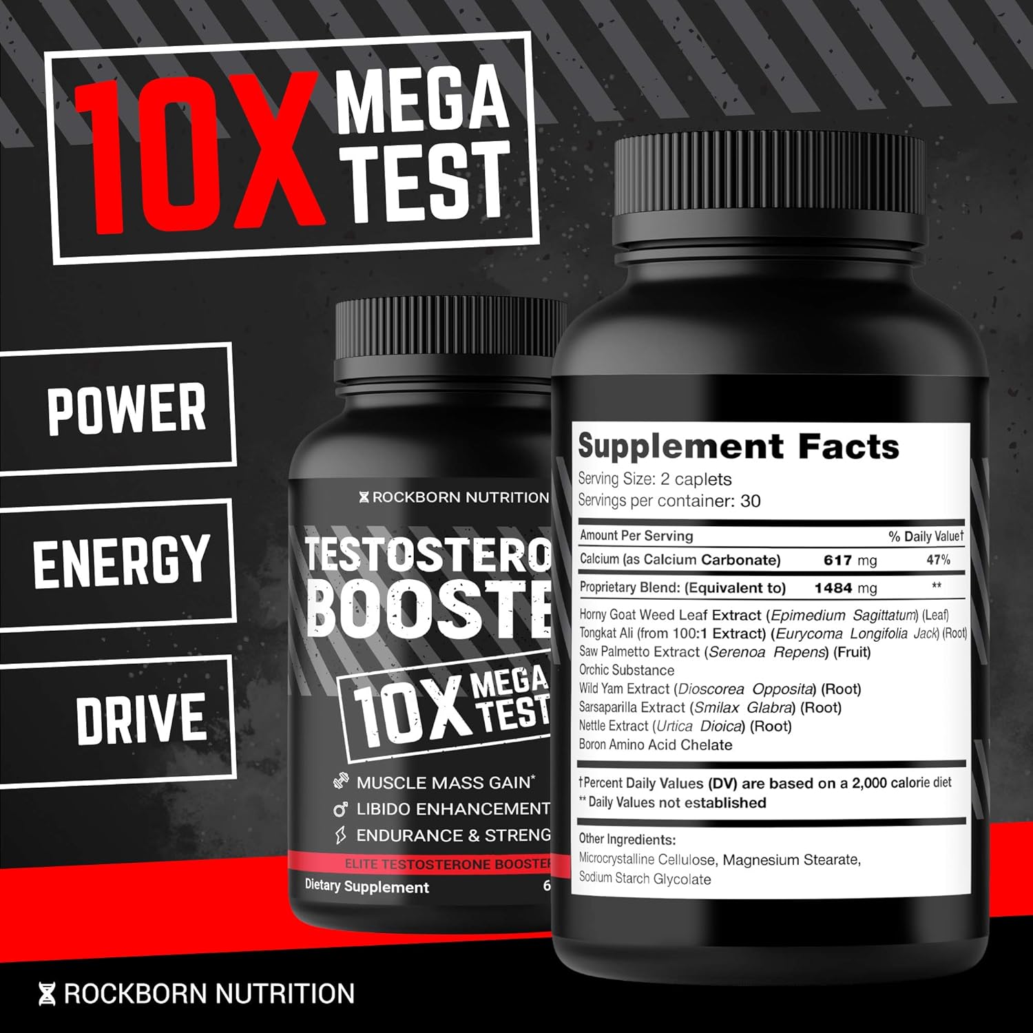 Testosterone Booster for Men - Made in USA - Men Testosterone Pills with Horny Goat Weed - Mens Testosterone Booster for Muscle Growth, Desire & Energy Increase - Tongkat Ali Capsules: Health & Personal Care