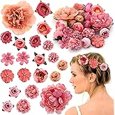 21 Pcs Flower Hair Clips, Silk Fabric Realistic 3D Rose Claw Clip Hairpins for Women Multiple Elegant Designs Boho Wedding Beach Party Brooch Pin Hair Accessories Valentines day Gift(Pink Series)
