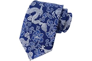 Men's Novelty Tie Unique Dragon Peony Embroidery Woven Luxury Wedding Formal Necktie Gift