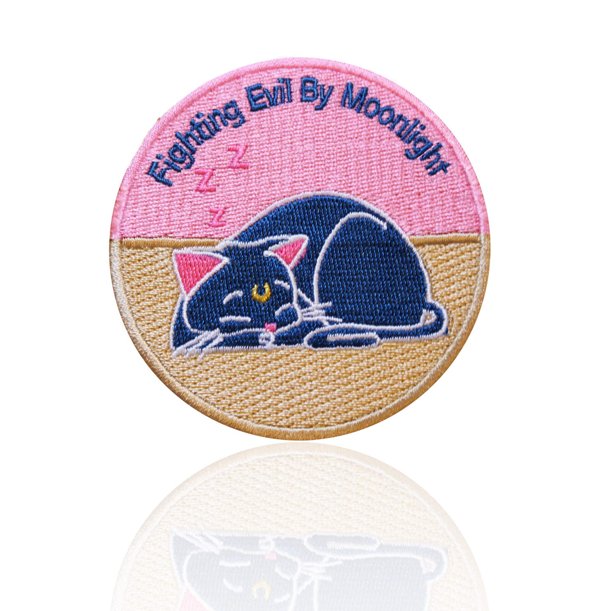IronPatchLuna Cat Patch | Iron On | Sew On | Applique | Embroidered | DIY | for Jackets, Shirts, Backpacks | Sailor Moon Witch Pink…