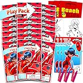 Miraculous Ladybug Mini Party Favors Set for Kids - Bundle with 24 Miraculous Ladybug and Cat Noir Play Packs with Coloring Pages, Stickers, More (Miraculous Ladybug Birthday Party Supplies)