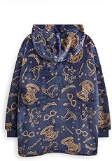 Harry Potter Girls Wearable Blanket Hoodie Navy Hogwarts Logo Print Kids Sherpa view 3