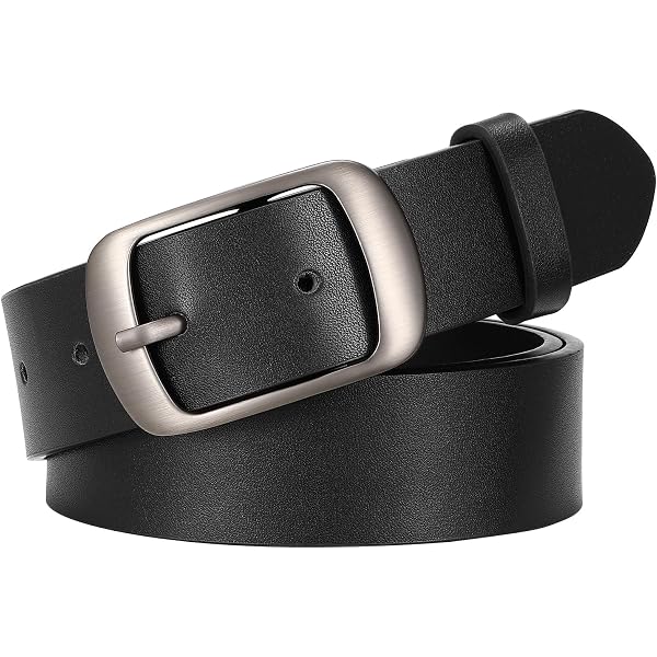 JASGOOD Women Leather Plus Size Belt Black Casual Waist Belt  display picture 1