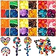 Loose Parts Play Materials Set Wooden Mandala Toys Kit Wood Sensory Play Toys 27 Rainbow Color 7 Shapes Loose Parts for Teens Students Early Learning Materials (81)