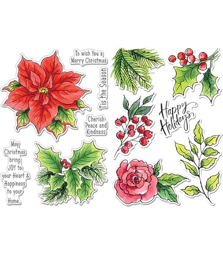 NZJ Christmas Holly Night Clear Stamp - Transparent Silicone Rubber Stamp For Scrapbooking & Card Making