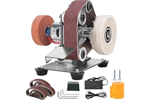 Mini Electric Belt-Sander Knife-Sharpener Sanding Machine - Small Bench Grinder Kit 7 Speed Adjustable Power Polisher DIY Pol