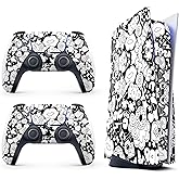 Skin Sticker for Game Console 5 Cover - Sticker Bomb, Compatible with Both Disc Edition & Digital Edition (not Slim Ver) - 2 Controller Skins & Console Skin - No Bubble, Full Protection, Removable