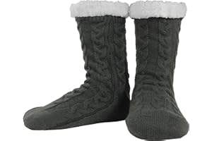 BenSorts Men Fuzzy Slipper Socks with Grippers Non Slip Indoor House Socks Christmas Gifts