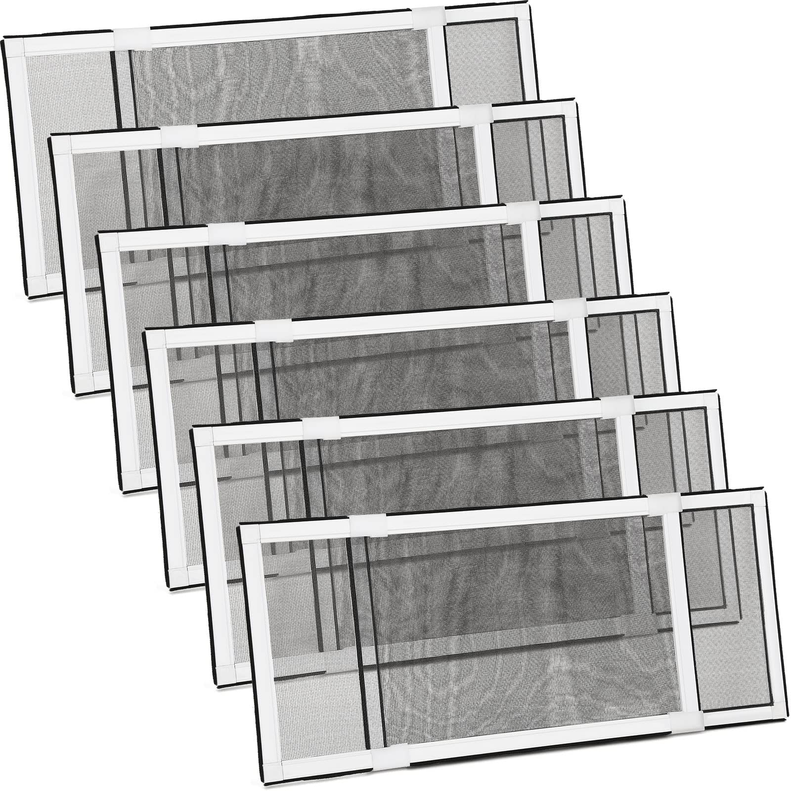 Photo 1 of **reference image**Treela 6 Pack Expandable Window Screens for House Adjustable Pre Framed Windows Replacement Horizontal 10" H x 19" - 36" W White Mobile Home Mesh Net Dust Protector for Basement House*reference image**