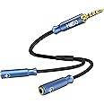 MillSO 3.5mm 4 Pole TRRS Audio Splitter Cable Nylon Braided Stereo Aux Splitter for 2 TRRS Headset to PC Laptop PS4 Xbox Smartphone - 1 FT