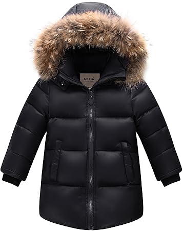 Zoerea Daunenjacke Kinder Winterjacke mit Fellkapuze Jungen Mädchen Wintermantel Warme Verdickte Daunenmante Winter Kleidung
