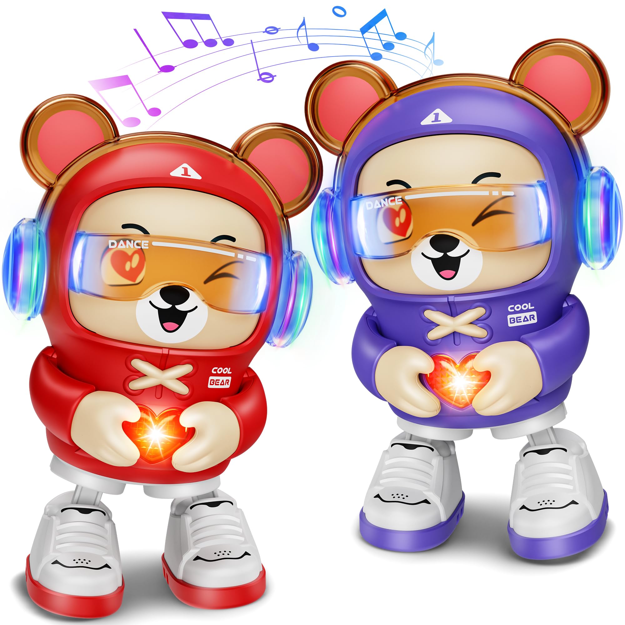 Photo 1 of 2 Pcs Dancing Bear Toys, Baby Dancing Moving Crawling Musical Toys Age 3-12 Months, with Light, Musical and Dancing, Birthday Gift for Age 1 2 3 4 Year Old Toddlers