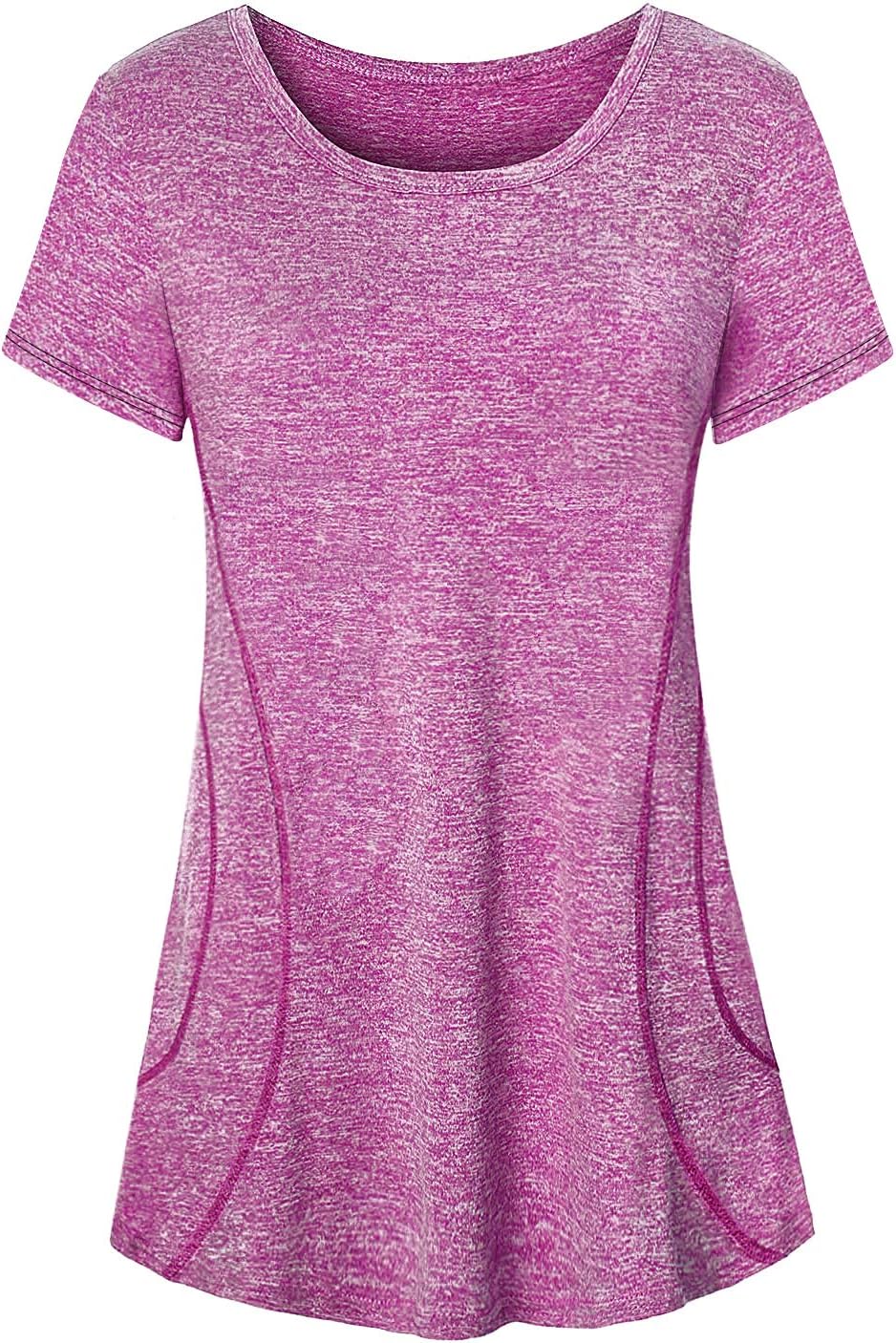 Womens Yoga Running Tops Long Sleeve Crew Neck Casual Loose Gym Shirts