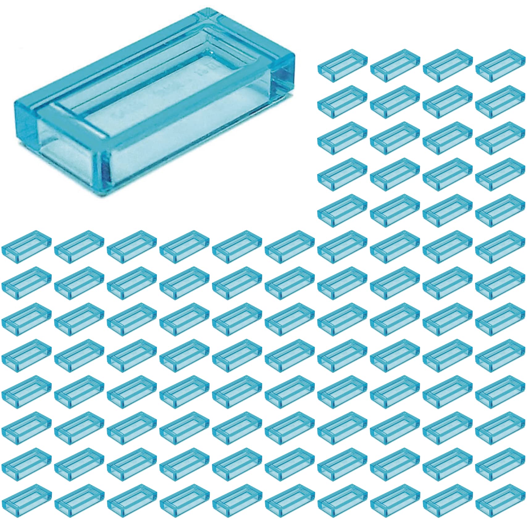 LEGO Bulk Transparent Light Blue 1x2 Tiles (100 pcs)