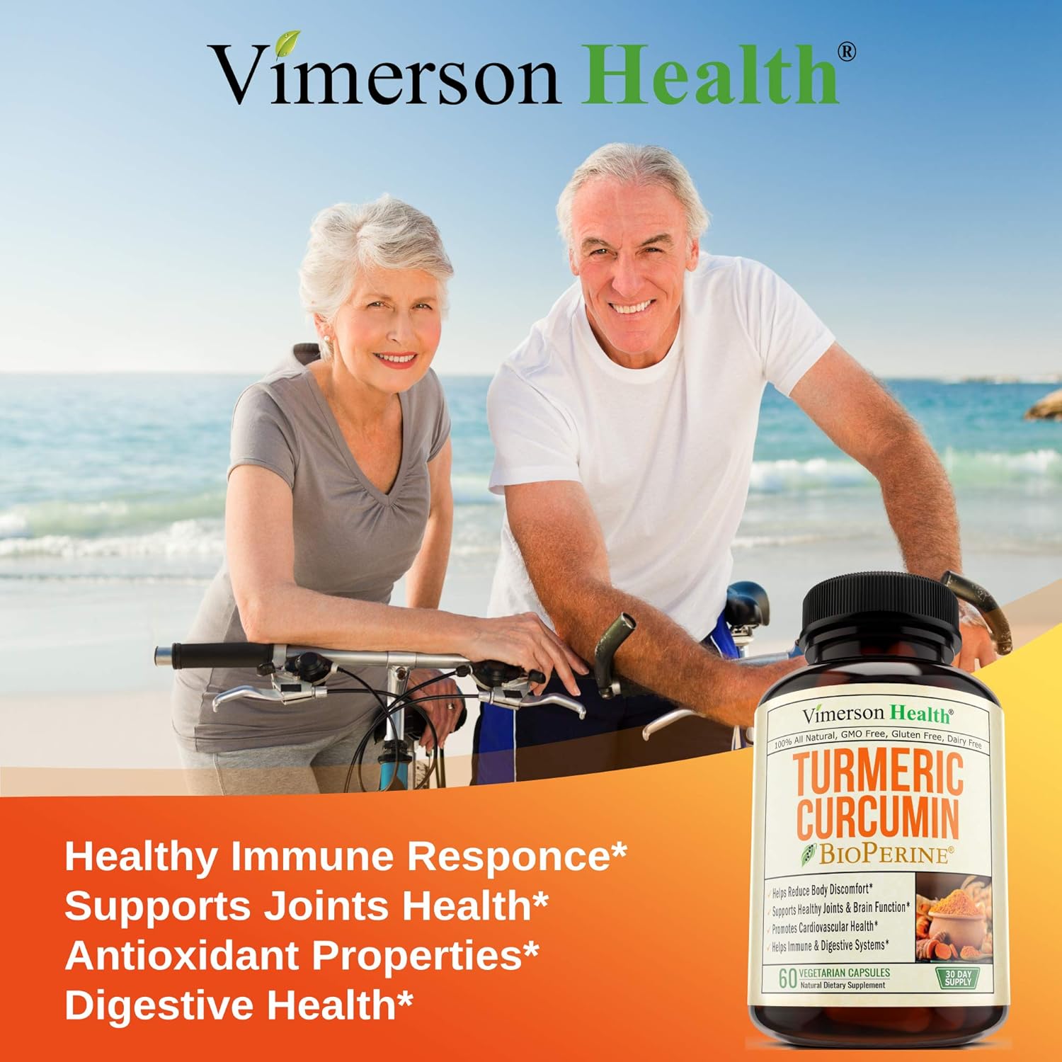 Turmeric Curcumin with BioPerine. Inflammatory Response Support, Antioxidant Properties Supplement with 10 milligrams of Black Pepper for Absorption. Occasional Joint Pain Relief. 60 Capsules: Health & Personal Care