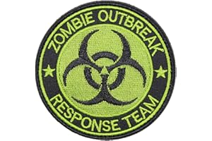 EHOPE Zombie Outbreak Response Team Patch Biohazard Patches Embroidered Applique Hook&Loop Patch Tactical Patch(Black+Green)