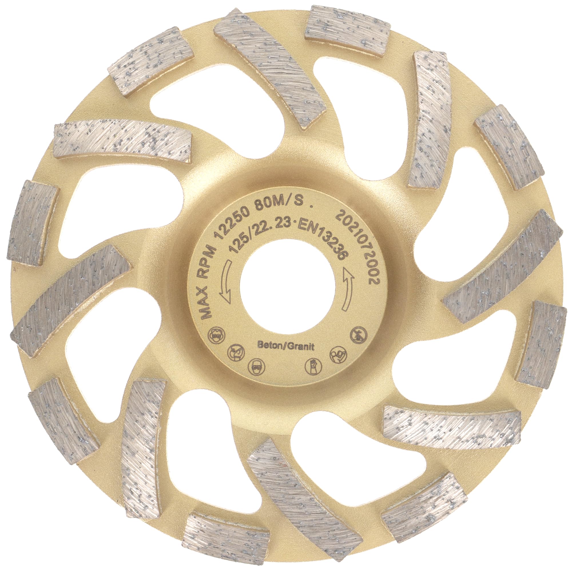 PRODIAMANT Professional Diamond Cup Wheel Turbo 125 mm 5 inch x 22.2 mm Diamond Grinding Wheel PDX82.918 Concrete Natural Stone