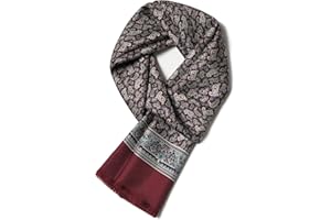 SHIROUYU 100% Mulberry Silk Twill Men's Silk Scarf - Luxurious Silky Soft Warm Long Silk Scarf for men - With Gift Packed