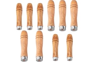 SmallCat 10 pcs Wooden File Handle with Strong Metal Collars, 5PCS Medium Wooden Handle for 6"-8" File and 5PCS Large Wooden Handle for 10"-12" File for Metal File, Wood File, Screwdriver