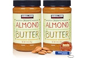 Worldwide Nutrition Bundle, Compatible with Kirkland Pure Creamy Smooth Almond Butter, Made from Roasted Almond, 2 pack of Kirkland Almond Butter and Multi-Purpose Key Chain