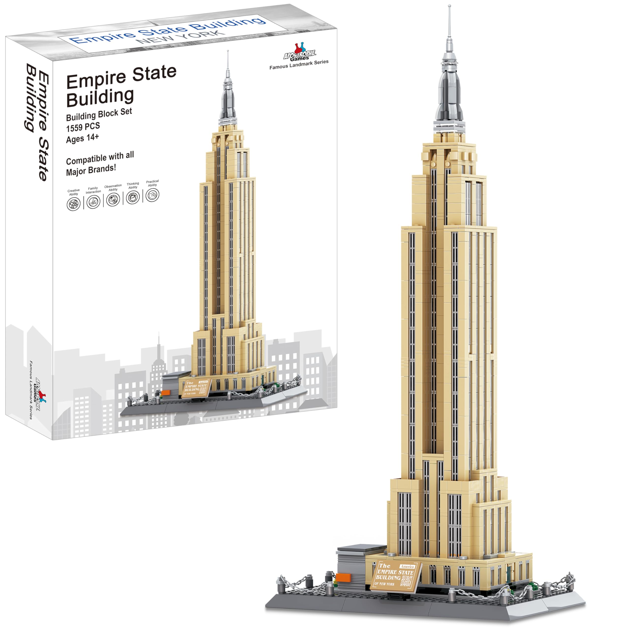 APOSTROPHE Games Empire State Building Block Set (1,993 Pieces) New York's Empire State Building Famous Landmark Series - Architecture Model for Kids and Adults โ image 1