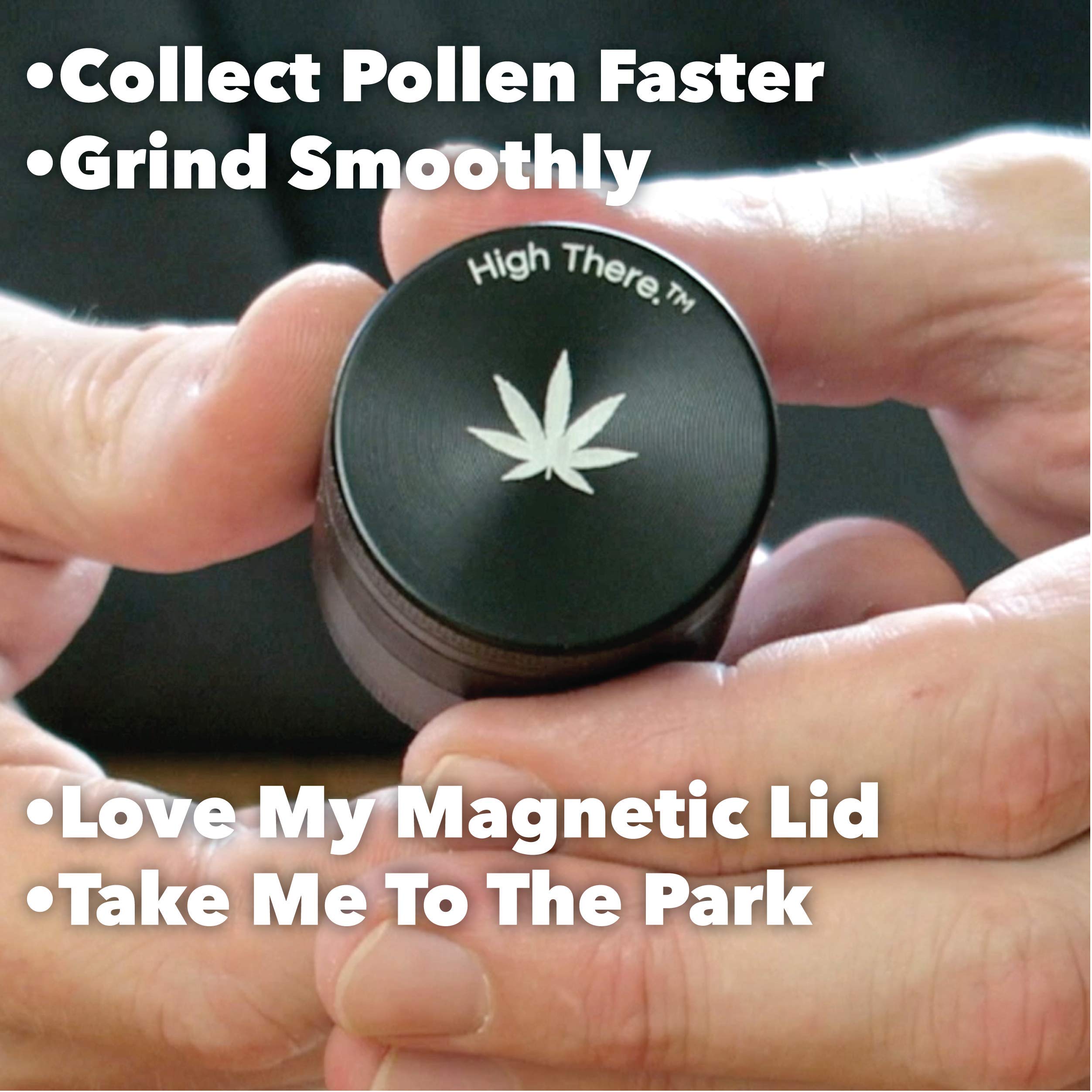 High There Ultimate 5 Piece Herb Grinder with Kief Catcher, Blue Zinc Alloy