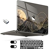 MEEgoodo for MacBook Air 13 inch Case 2021 2020 2019 2018, Cover Fit Model A2337 M1 A2179 A1932, Flexible Crystal Case for 13.3-inch Laptop, Hard Shell Cases for MacBook Air M1,Glowing Lines Full Moon