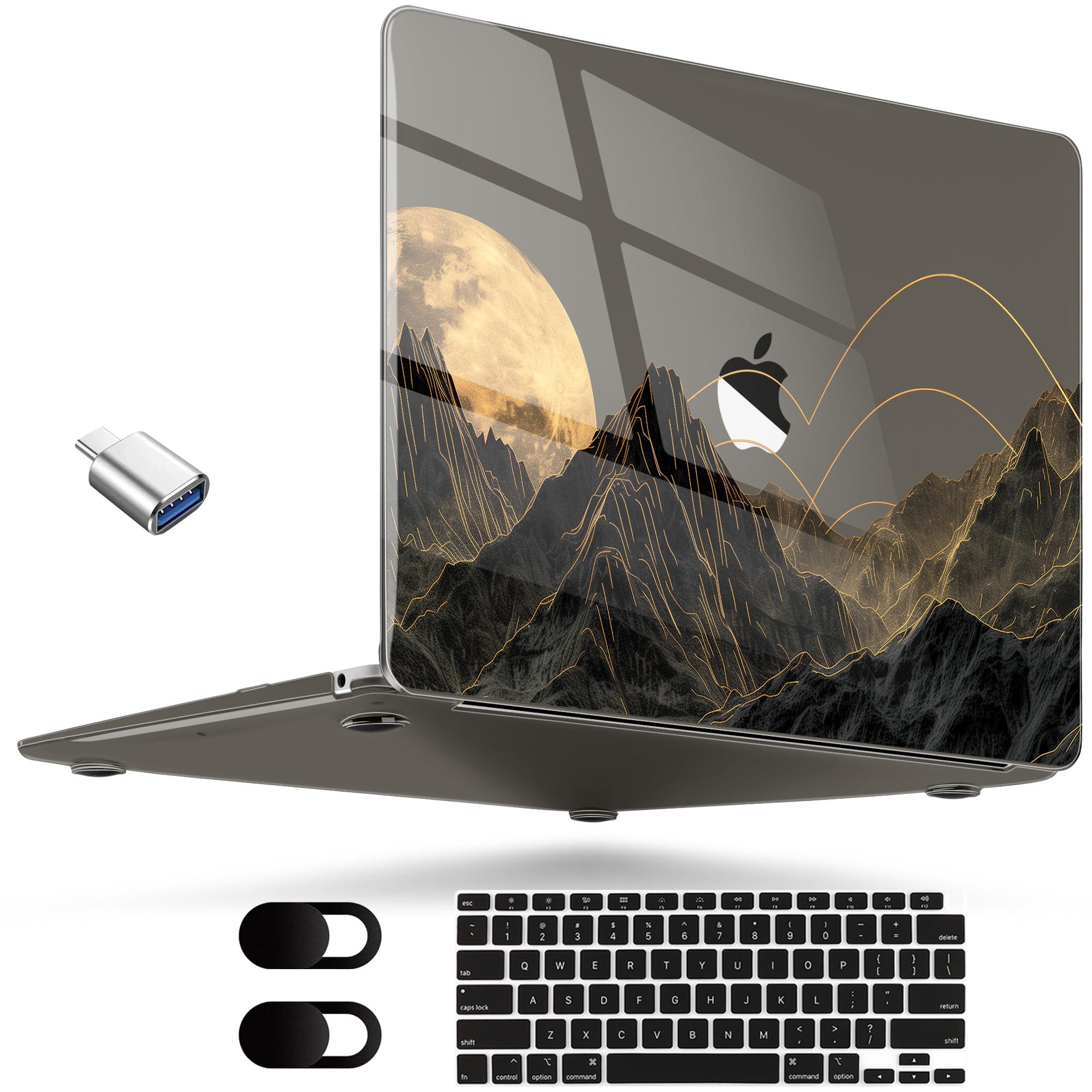 Photo 1 of MEEgoodo for M2 MacBook Pro 13 inch Case 2022 2021 2020,Crystal Cover Fit Model A2338 M2/M1 A2251 A2289,Flexible Plastic Case for 13.3-inch Laptop,Hard Shell for MacBook Pro M2,Glowing Lines Full Moon