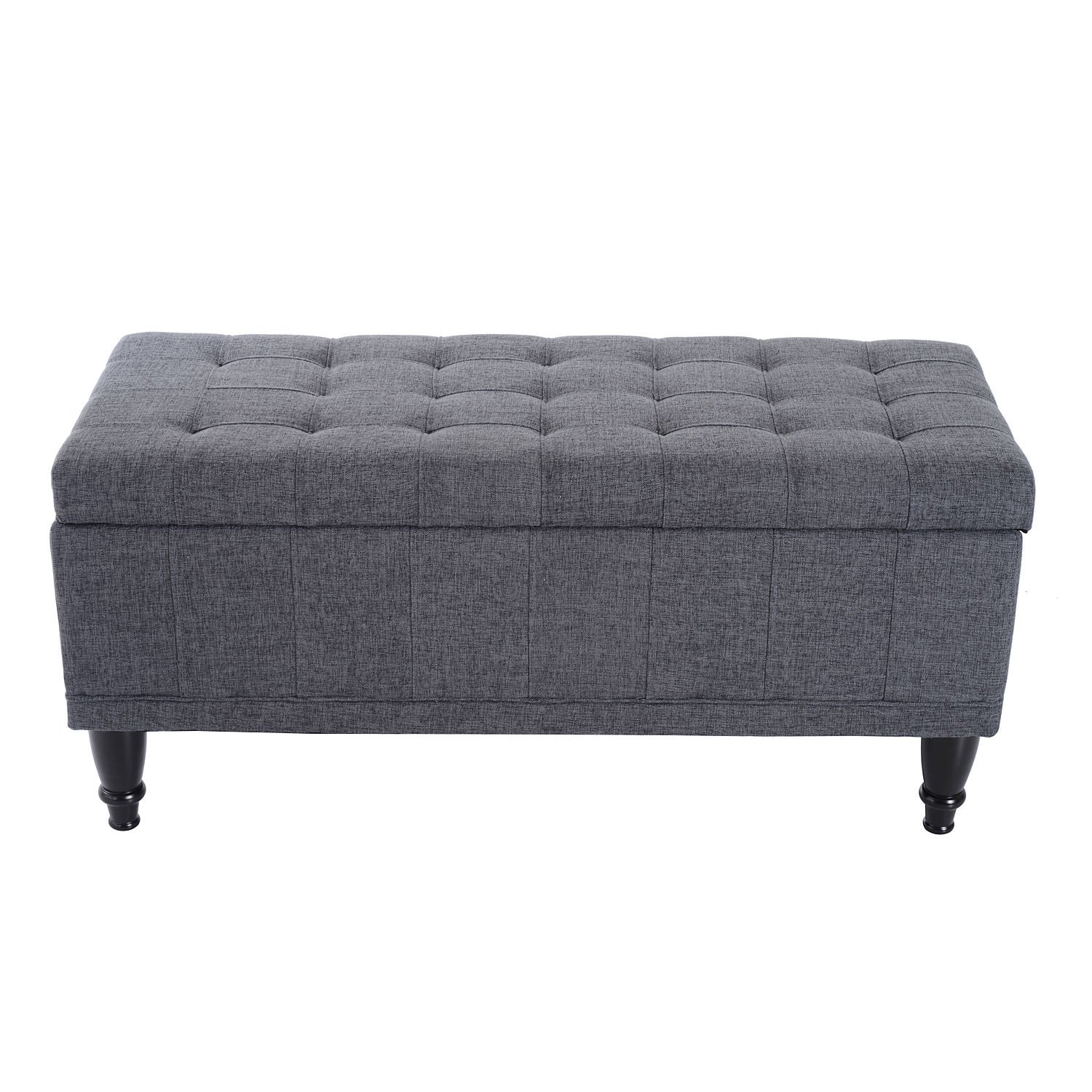 Storage Benches Large 42” Tufted Linen Fabric Ottoman Storage