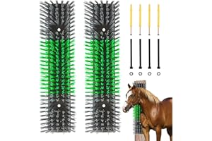 ROUISXUE Livestock Scratch Brush for Cattle, Horses, Goats, Cow, Durable Scratching Brush, Massage Grooming Tool for Healthy Coat, Relieves Itching, Easy Install on Fence Posts(2pcs, Gray)