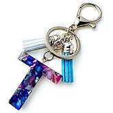 Fario Alphabet Initial Letter A-Z Keychains for Women Tassel Pendant Key Ring for Purse Handbags Women Girl