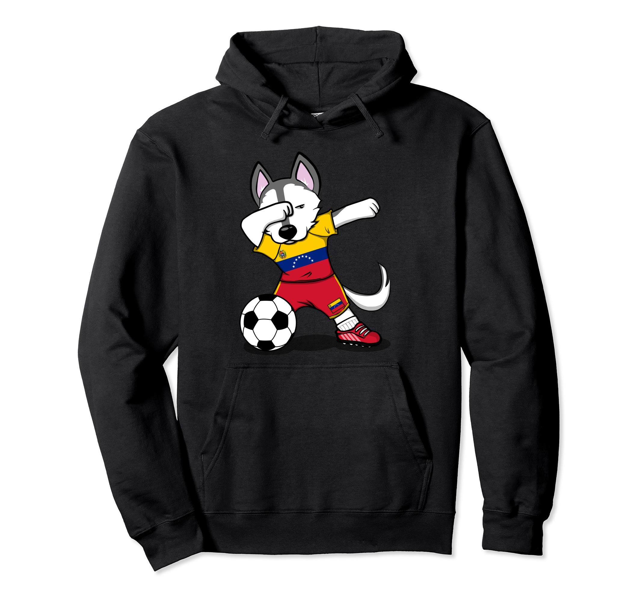 Dabbing Husky Venezuela Football Venezuelan Flag Soccer Gift Pullover Hoodie