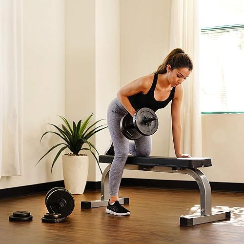 Sunny Health Fitness Exercise Vinyl 40 Lb Dumbbell Set Hand