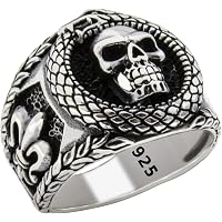 Men’s Skull Ring – 925 Sterling Silver Gothic Biker Band (Sizes 8-14) - View #3