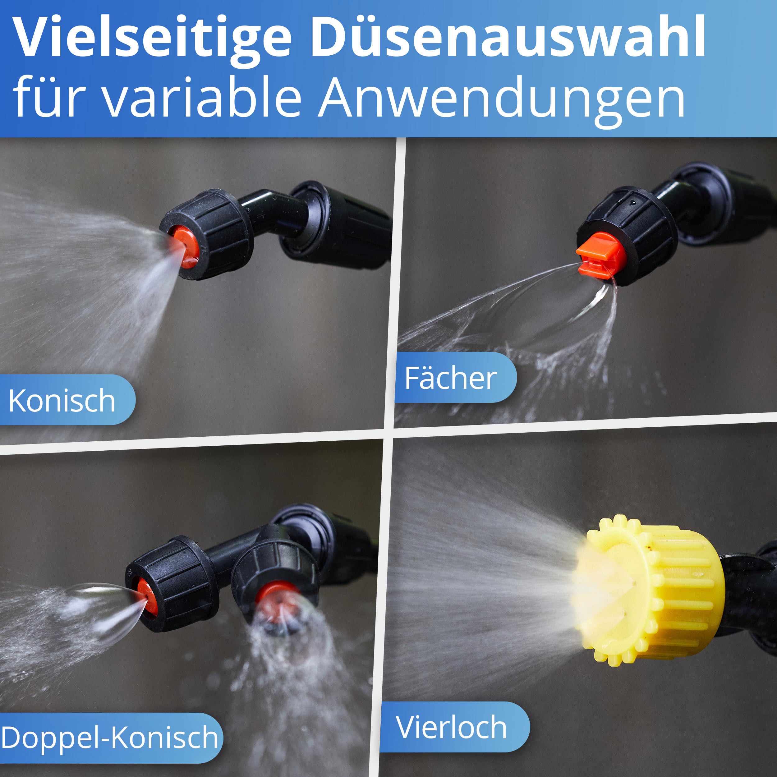 Nanoprotect Rückenspritze | 16 Liter | Leistungsstarke Gartenspritze mit 3 verstellbaren Düsen | Säurebeständig | TÜV-geprüft | Gartensprüher mit Schultergurten und extralangem Schlauch | Sprühgerät 6