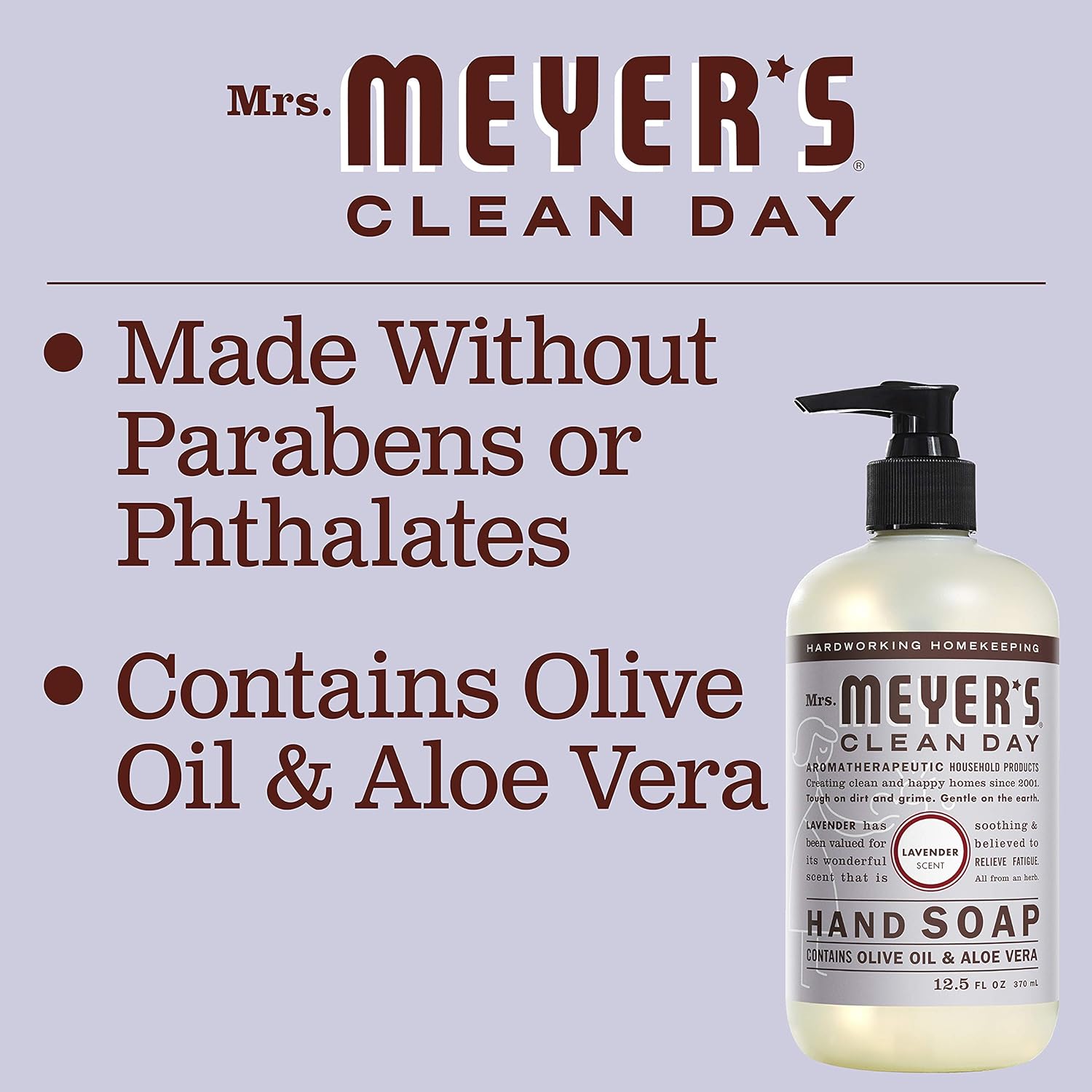 Mrs. Meyer's Clean Day Liquid Hand Soap, Cruelty Free and Biodegradable Formula, Lavender Scent, 12.5 Oz- Pack of 3: Health & Personal Care