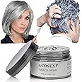 Acosexy Grey Hair DyeTemporary Hair Wax,4.23oz Instant Hairstyle Mud Cream, Natural Hair Coloring Wax Material Disposable Hair Styling Clays Ash for Cosplay,Party,Masquerade, Halloween.etc (Sliver)
