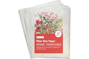 VEOOK Natural Fiber Rice Paper for Decoupage,Printable Rice Paper for Craft, Mulberry Paper for Writing Painting,Decoupage Craft Supplies,20 Sheets Letter Size 8.5x11in（RP-01）